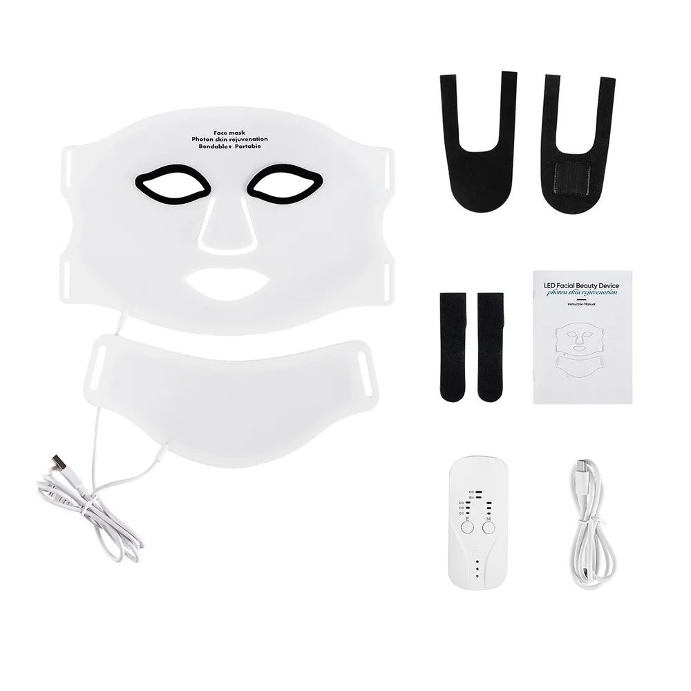 LED Face & Neck Mask – 7 Color Light Therapy, Wireless & Flexible
