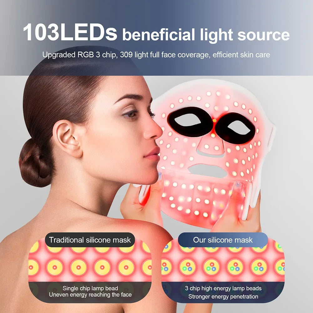 LED Face & Neck Mask – 7 Color Light Therapy, Wireless & Flexible
